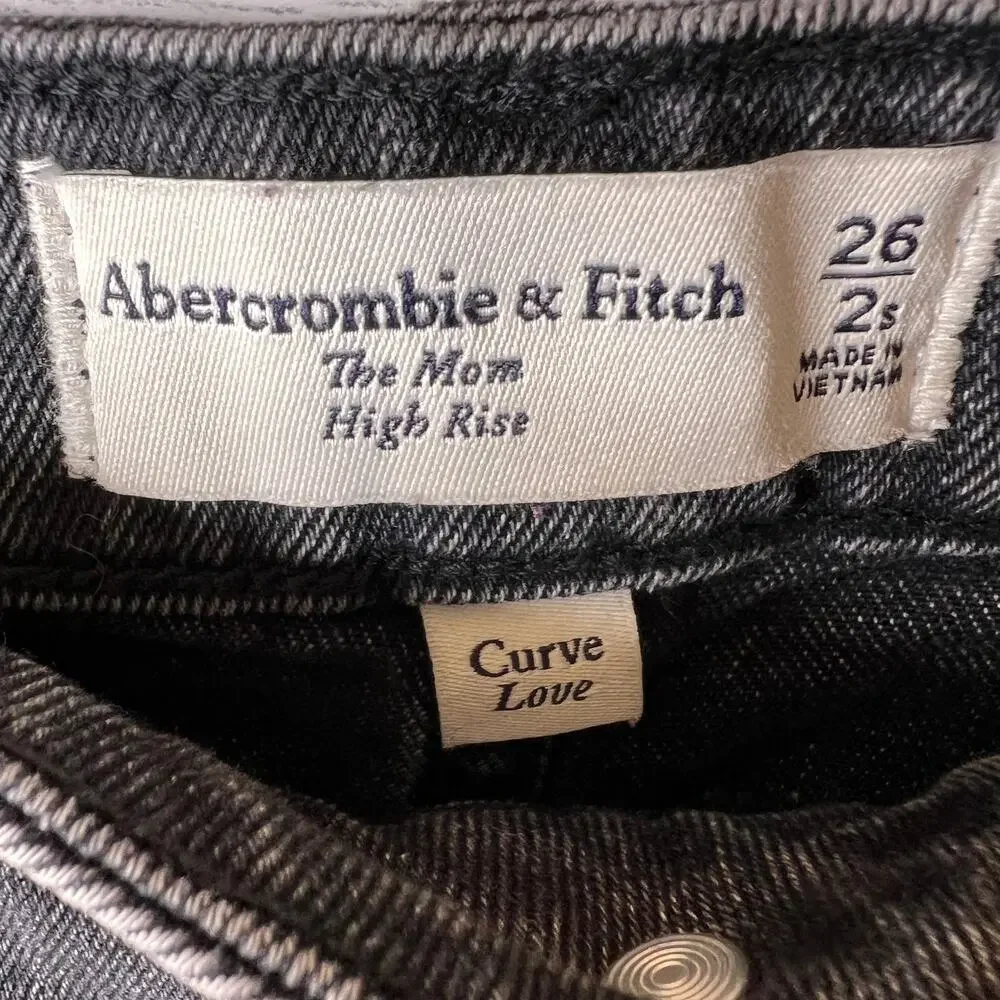 Abercrombie & Fitch Jeans Womens Size 26/2S Black The Mom High Rise Jeans Cotton